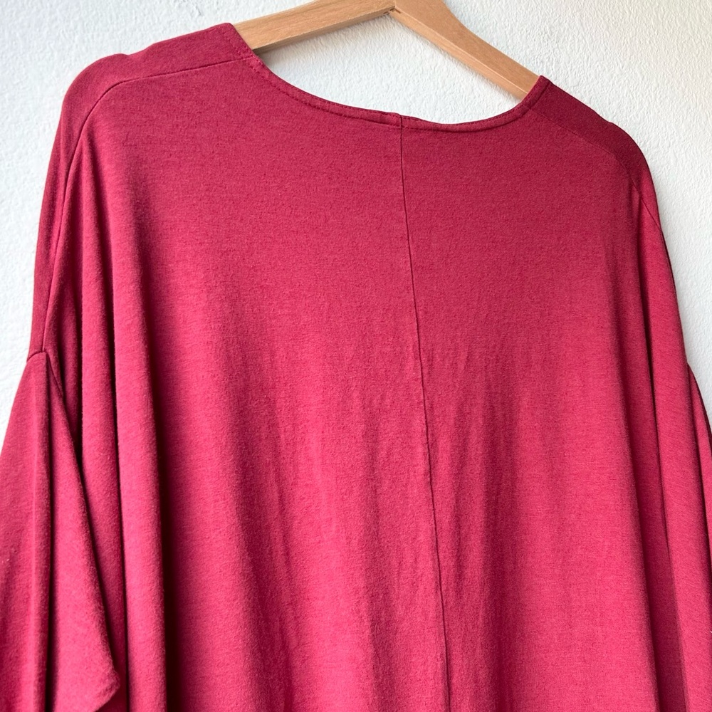 Bryn Walker Alexis Asymmetric V-Neck Bamboo Lagenlook Red Tunic Dress Size M - Picture 9 of 15